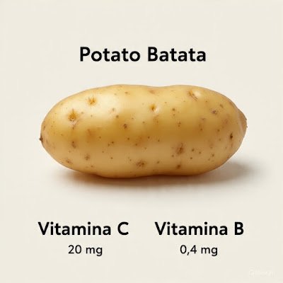 Ilustração de uma batata informando o porquê ela é ótima para a pele.