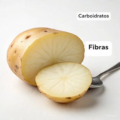 Ilustração da batata mostrando que seus carboidratos e fibras ajudam na digestão e funcionamento do intestino