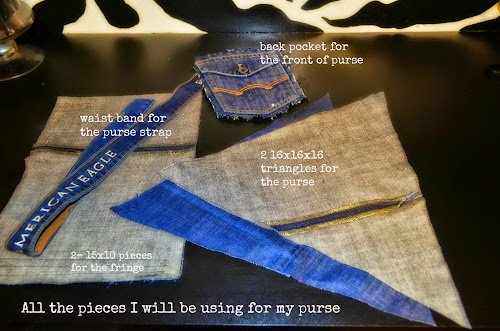 Aprenda a fazer essa bolsa triangular Denin com franjas