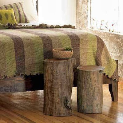 decoração utilizando troncos e galhos de árvores