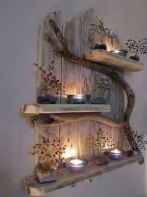 decoração utilizando troncos e galhos de árvores