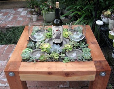 Decoração de suculentas em mesas