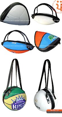 Bolas de futebol convertidas em bolsas de mão e bolsas Acessórios de moda feito com reciclados