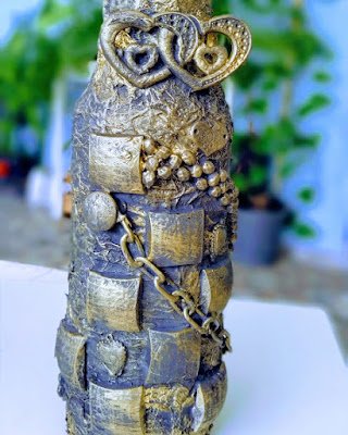 Como fazer efeito envelhecido no artesanato em garrafas