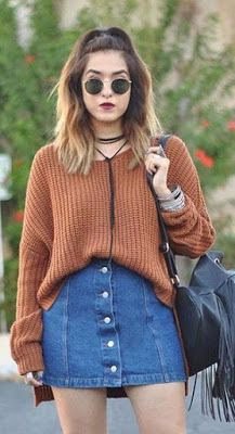 Como usar saia jeans no inverno