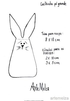 Moldes para fazer coelhos de feltro e tecido