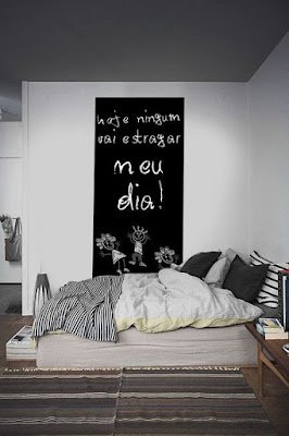 decoração com parede de lousa