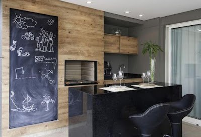decoração com parede de lousa