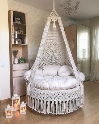 Decoração com macramê e crochê