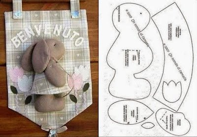 Moldes para fazer coelhos de feltro e tecido
