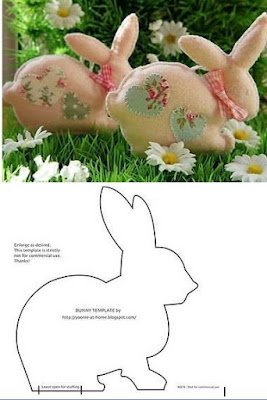 Moldes para fazer coelhos de feltro e tecido