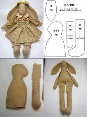 Moldes para fazer coelhos de feltro e tecido