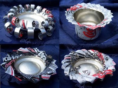 pode apostar em cinzeiros, luminárias, porta velas e até brinquedos feitos de latinhas de aluminio