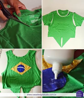 Você pode bordar, colar, costurar e até pintar renovando uma peça de roupa básica e deixando-a no estilo verde amarelo. Também é possível utilizar miçangas, retalhos, botões, lantejoulas e pedrarias.