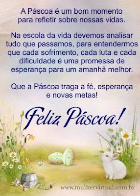 a Páscoa é uma data muito especial para as pessoas de fé, pois nos ensina sobre a esperança, a renovação e o amor. É um momento de reflexão, de gratidão e de celebração da vida e da ressurreição de Jesus Cristo, que nos mostrou o caminho da salvação e da felicidade eterna.