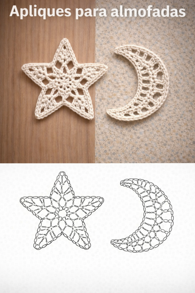 Estrela e Lua em Crochê: Decoração Suave e Atemporal